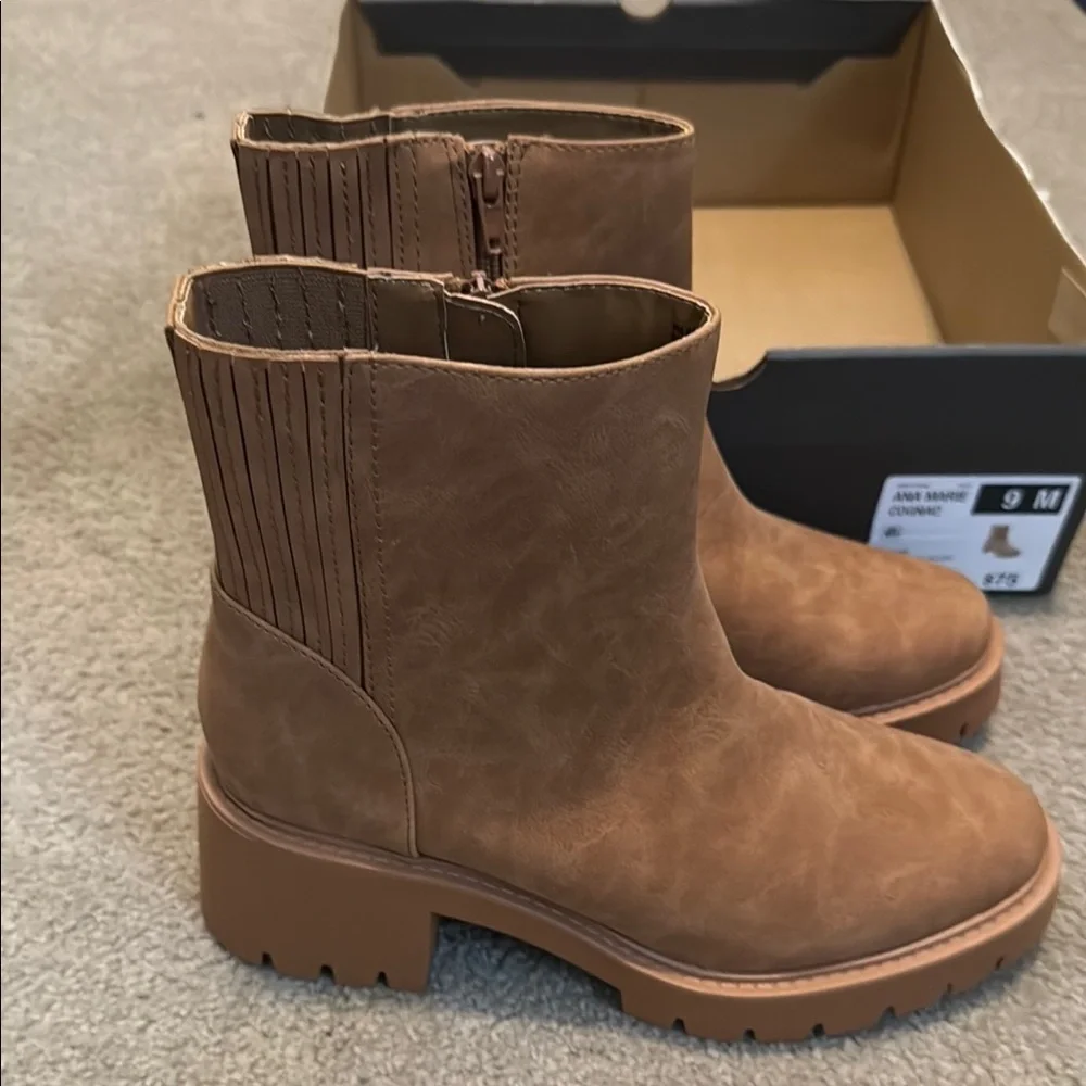 New a.n.a Tan Ankle Boots with Zipper Panels